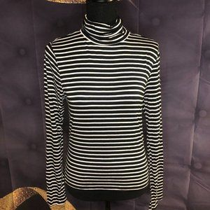 White and Black Striped Turtleneck